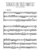 Téléchargez la partition de Sonate en trio Hwv387, 1. Andante